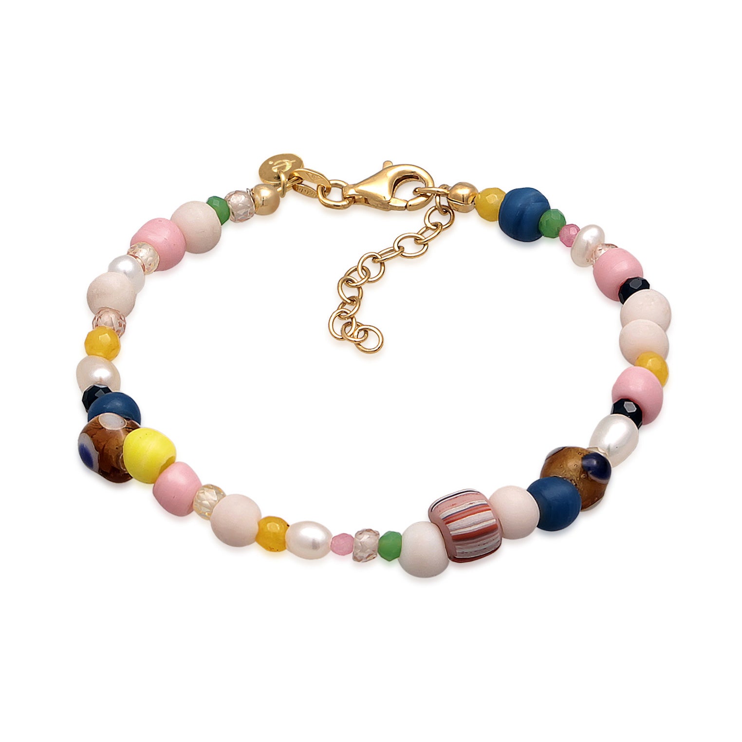 Colored Perhiasan Wanita Perak Asli Lapis Emas Gelang Ball Zircon