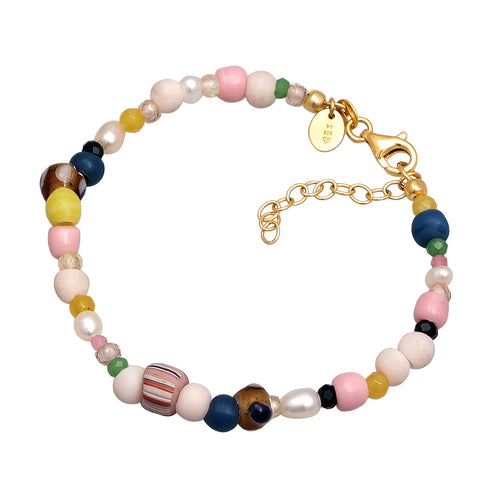 Colored Gelang Perhiasan Perak 925 Wanita Ball Zircon Gold Plated