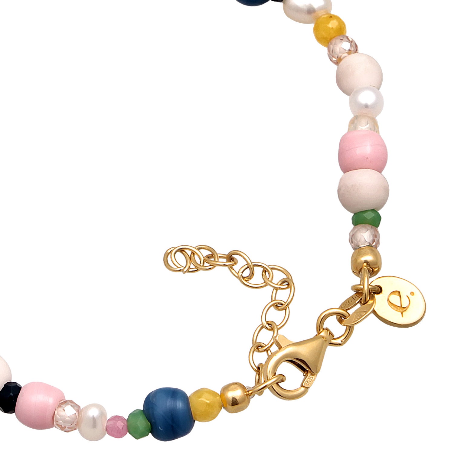 Colored Perhiasan Wanita Perak Asli Lapis Emas Gelang Ball Zircon