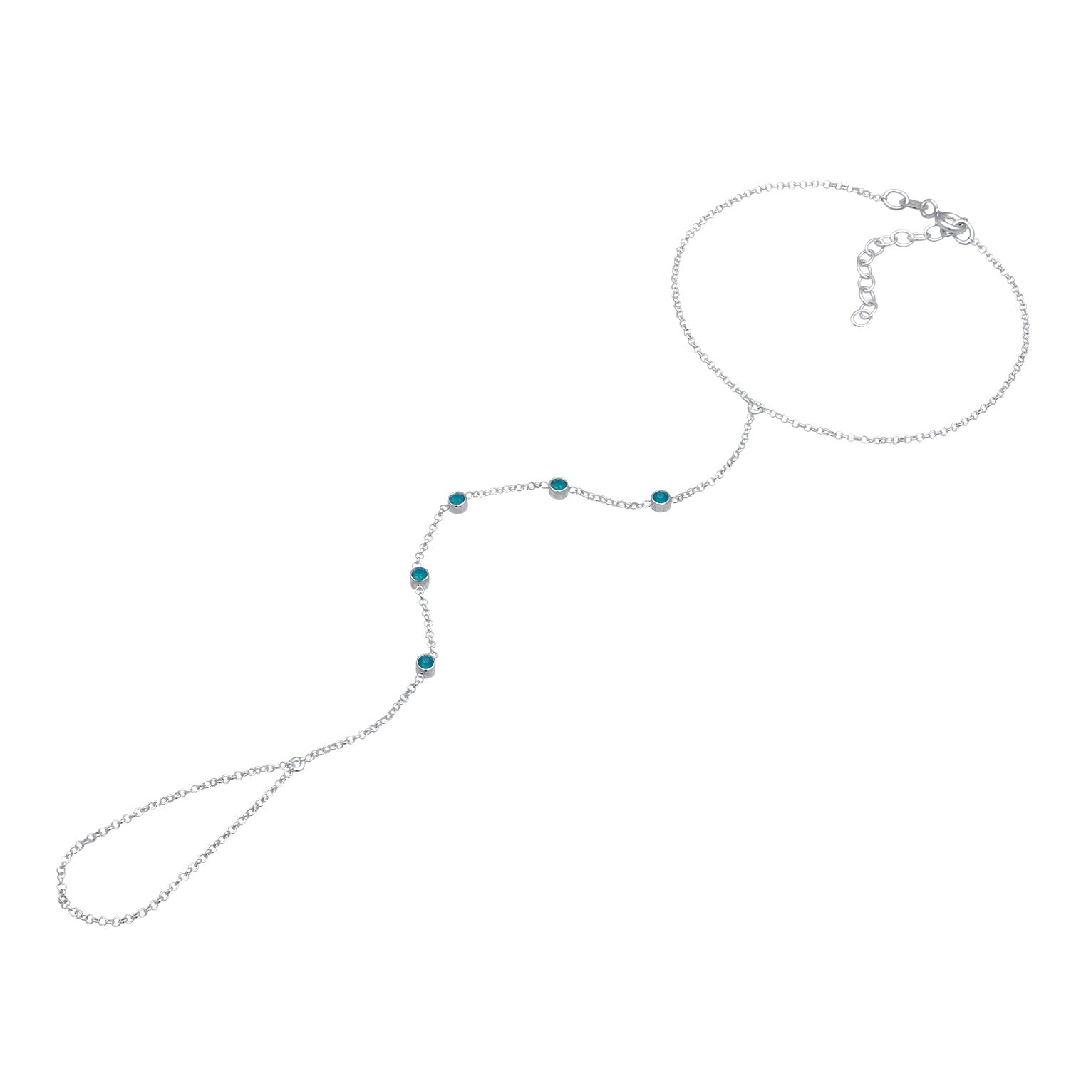 Blue Perhiasan Wanita Perak Asli Gelang Hand Chain Crystals