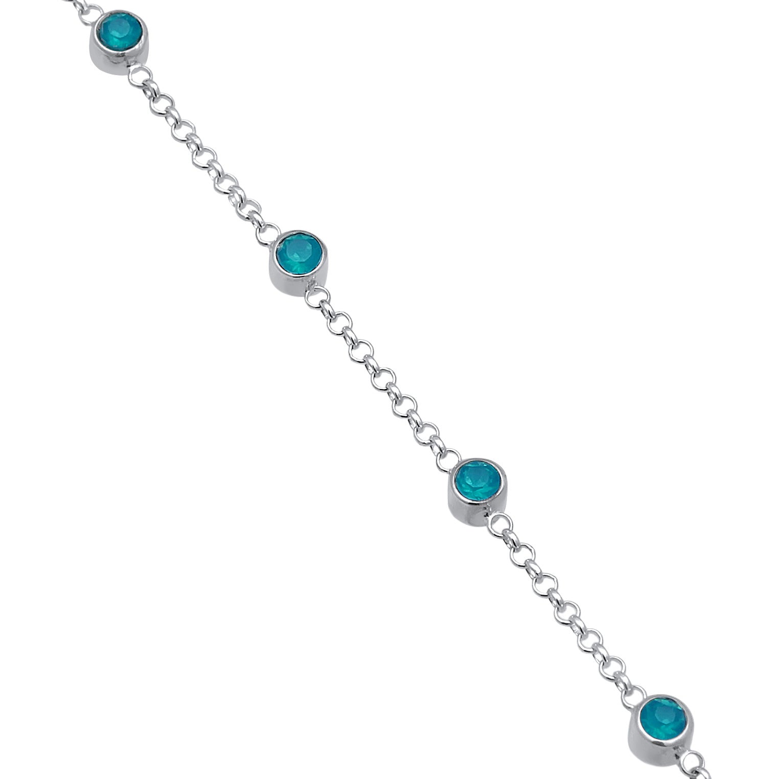 Blue Perhiasan Wanita Perak Asli Gelang Hand Chain Crystals