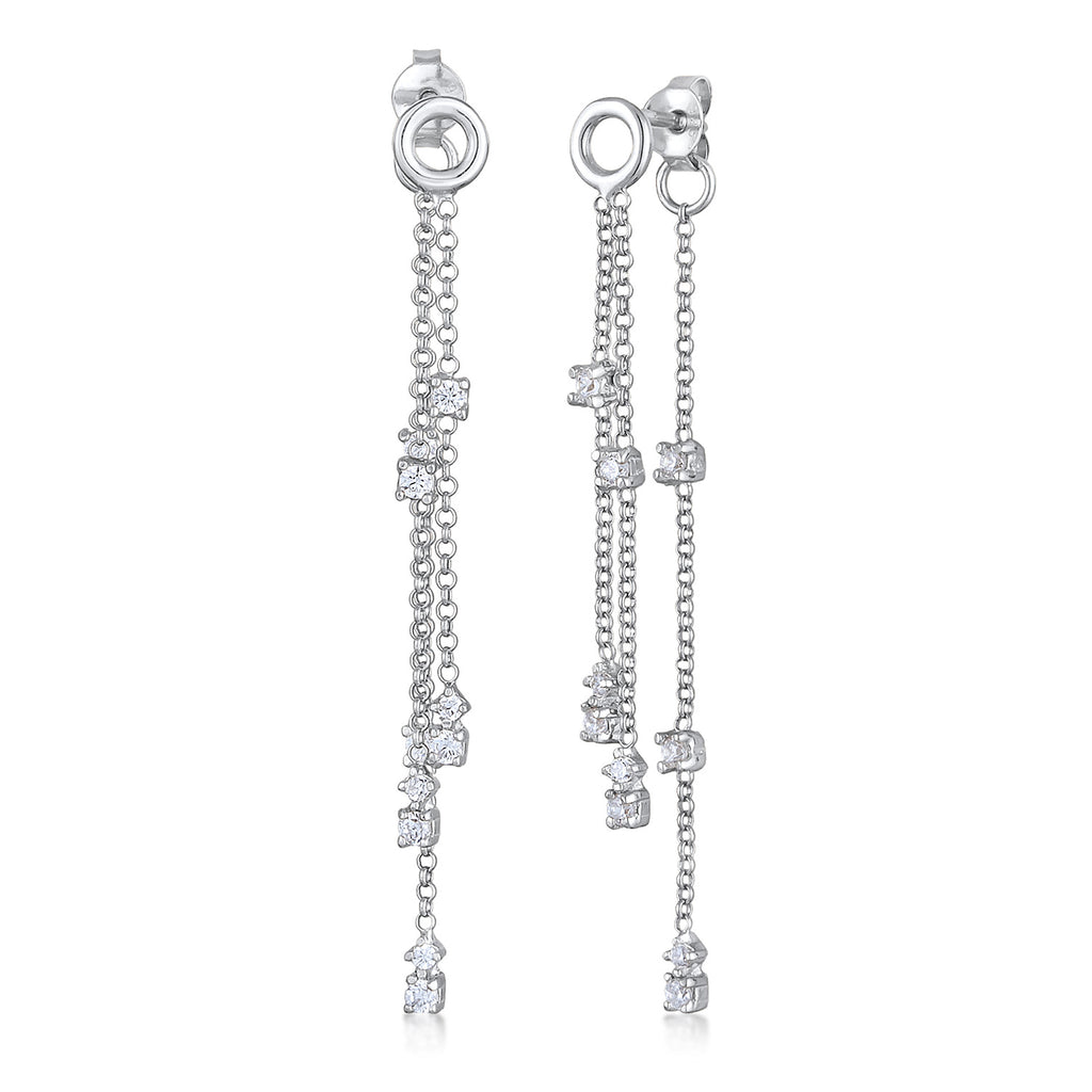Silver Anting Perhiasan Perak 925 Wanita Hanger Chain Zirconia