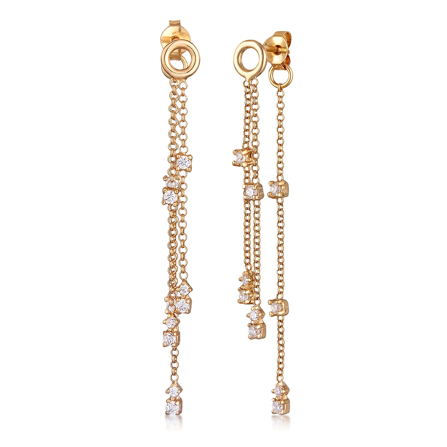 Gold Anting Perhiasan Perak 925 Wanita Hanger Chain Zirconia Gold Plated