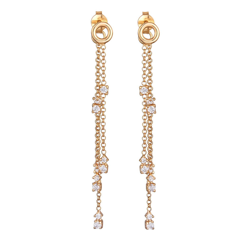 Gold Anting Perhiasan Perak 925 Wanita Hanger Chain Zirconia Gold Plated