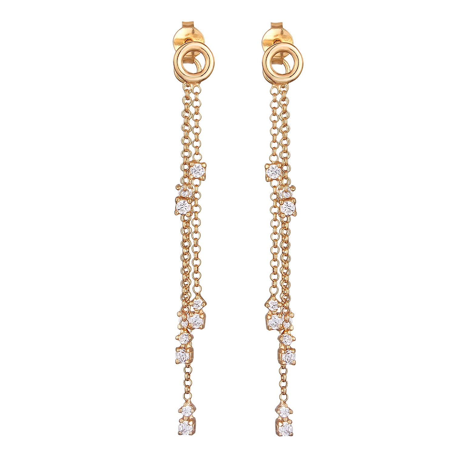 Gold Anting Perhiasan Perak 925 Wanita Hanger Chain Zirconia Gold Plated