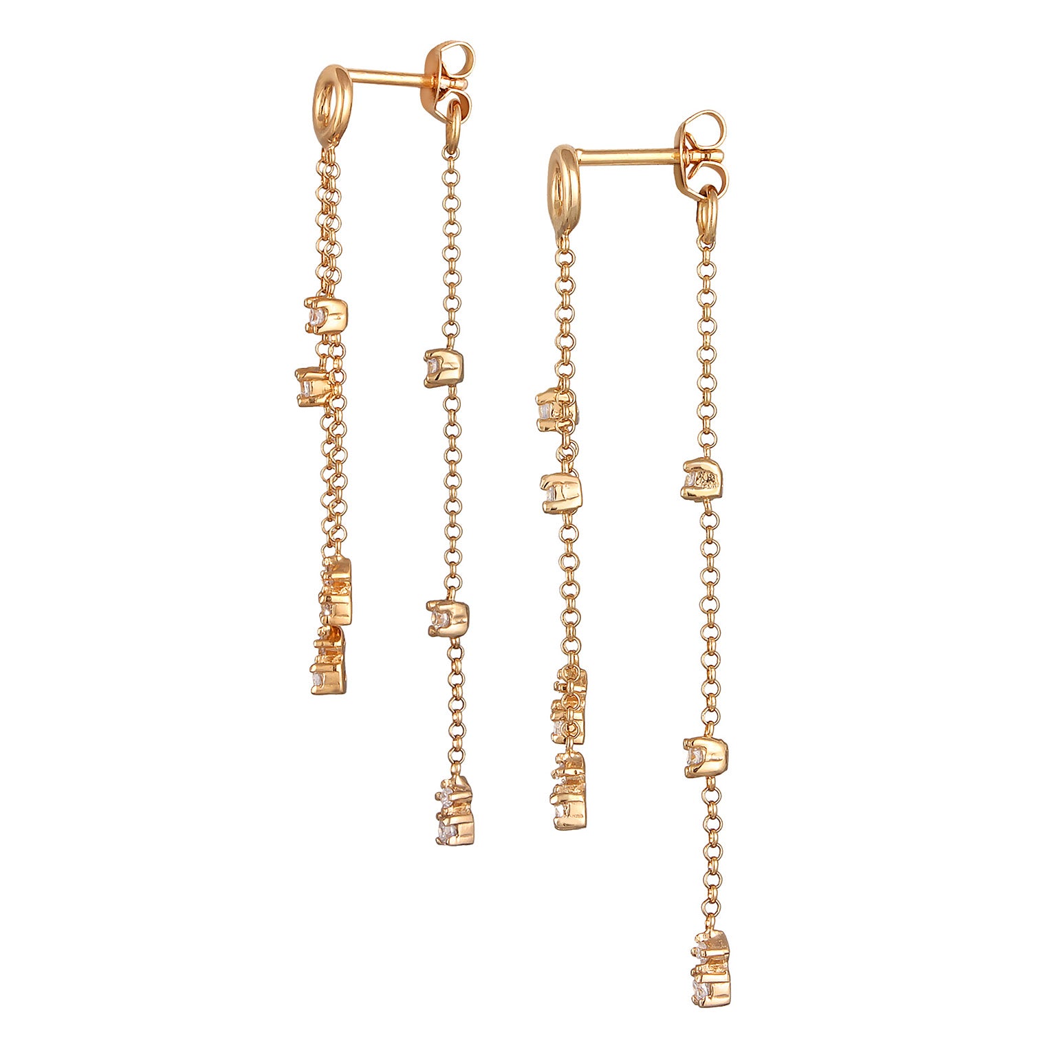 Gold Anting Perhiasan Perak 925 Wanita Hanger Chain Zirconia Gold Plated