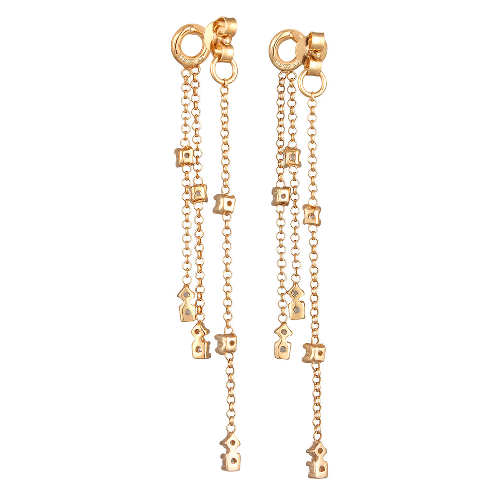 Gold Anting Perhiasan Perak 925 Wanita Hanger Chain Zirconia Gold Plated