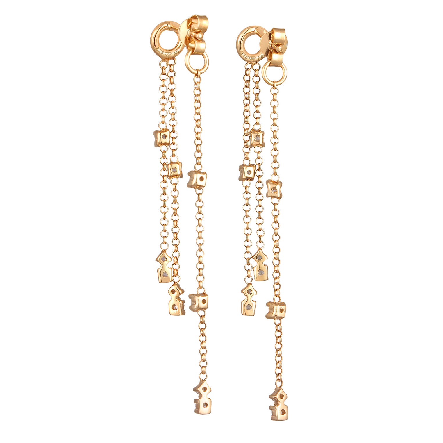Gold Anting Perhiasan Perak 925 Wanita Hanger Chain Zirconia Gold Plated