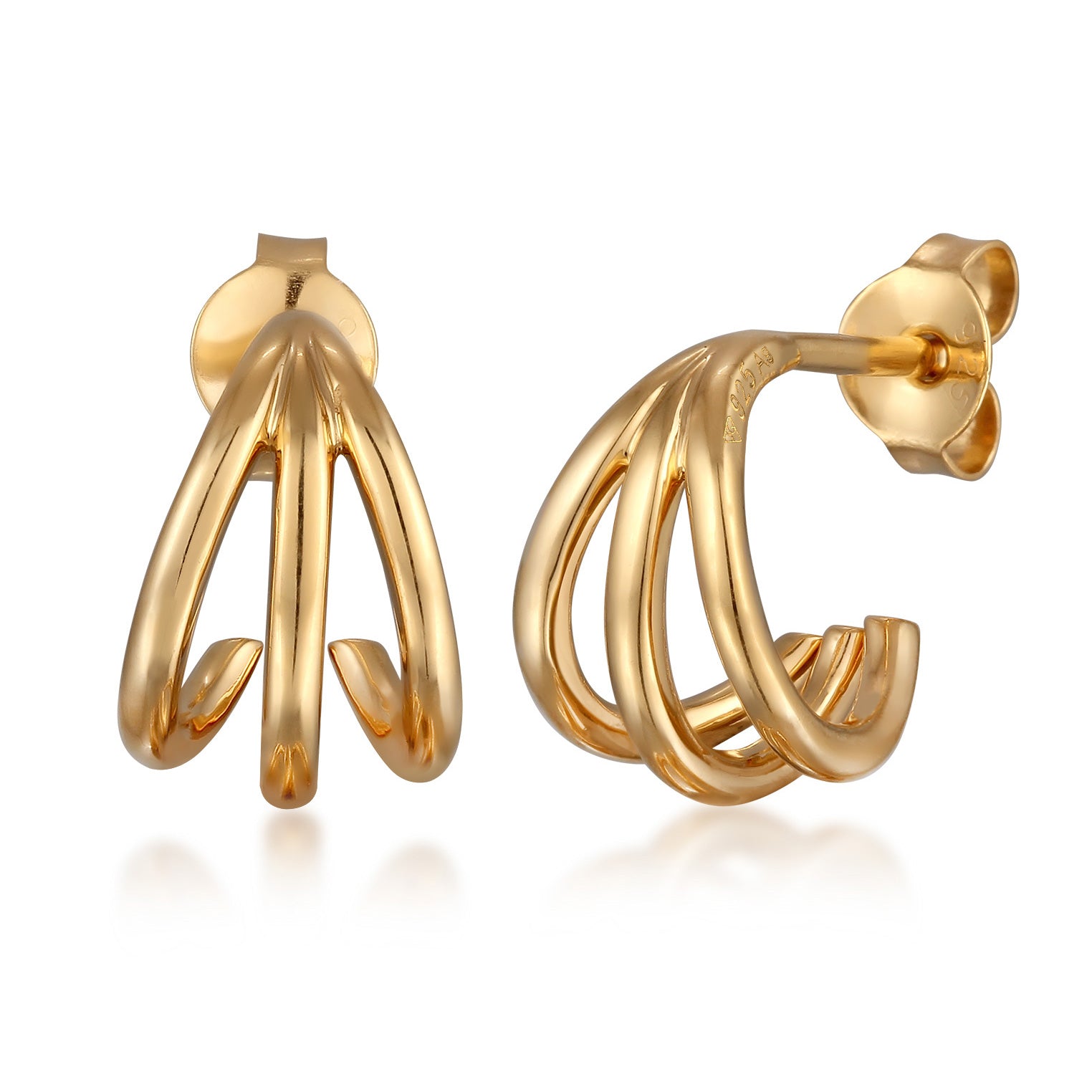 Gold Anting Perhiasan Perak 925 Wanita 3 Rows Gold Plated