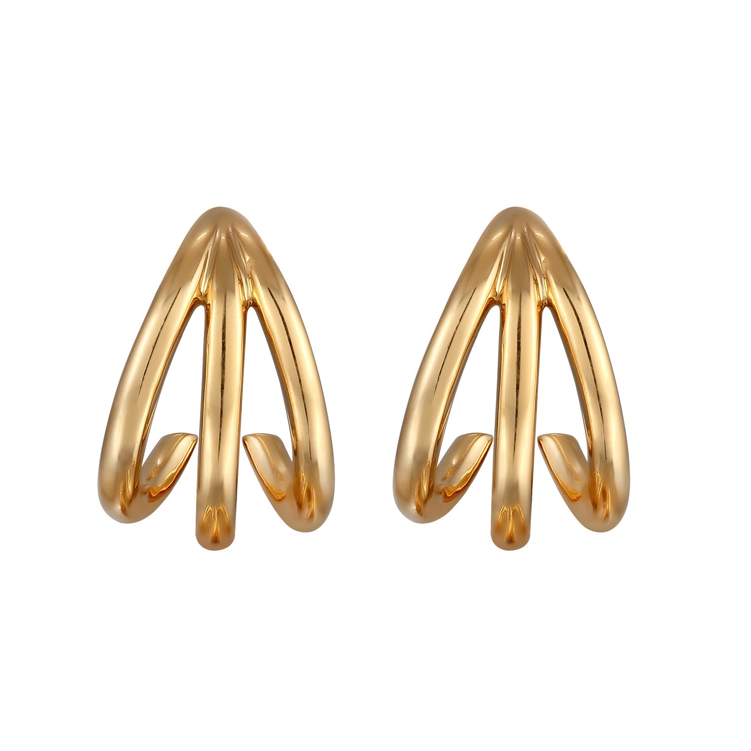 Gold Anting Perhiasan Perak 925 Wanita 3 Rows Gold Plated