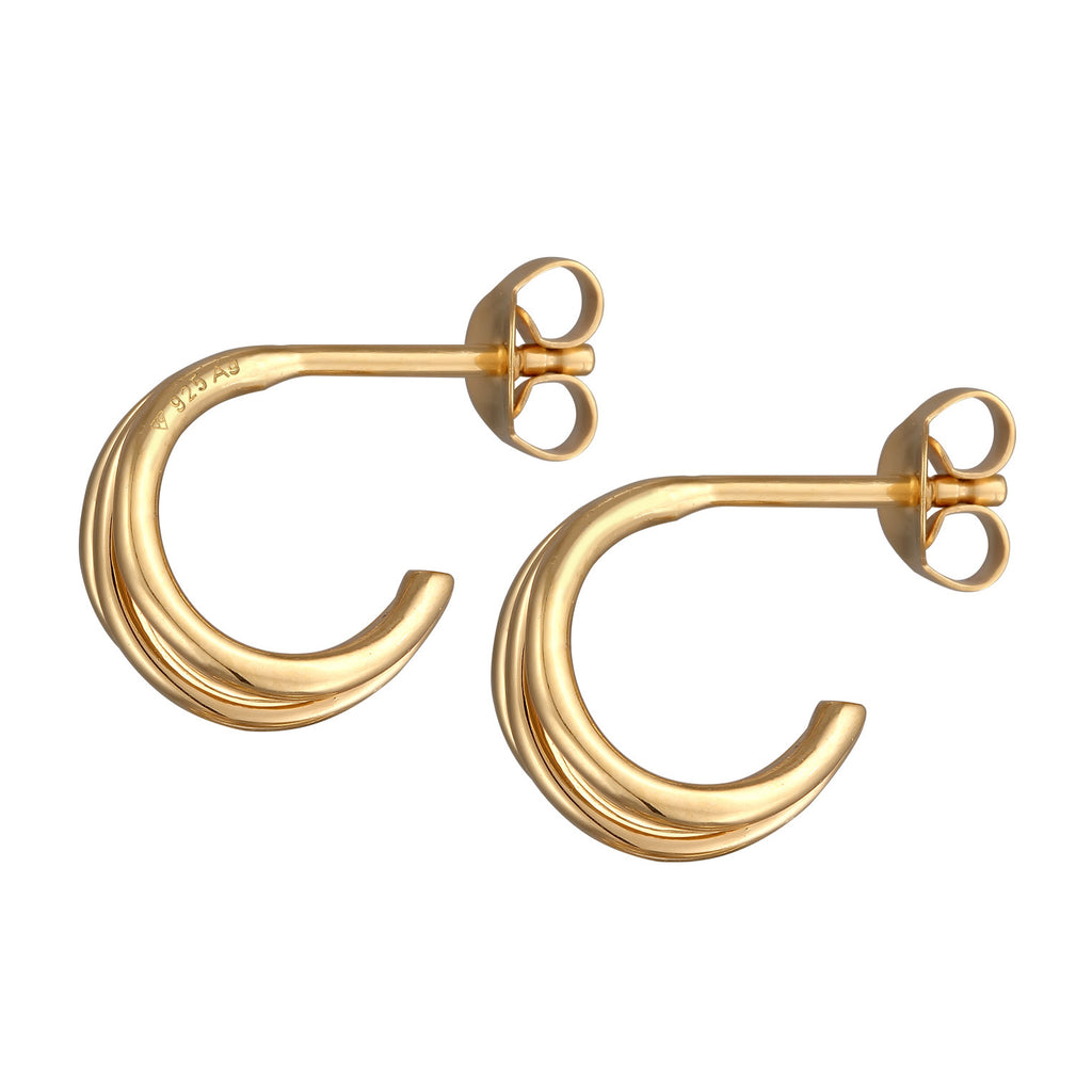 Gold Anting Perhiasan Perak 925 Wanita 3 Rows Gold Plated