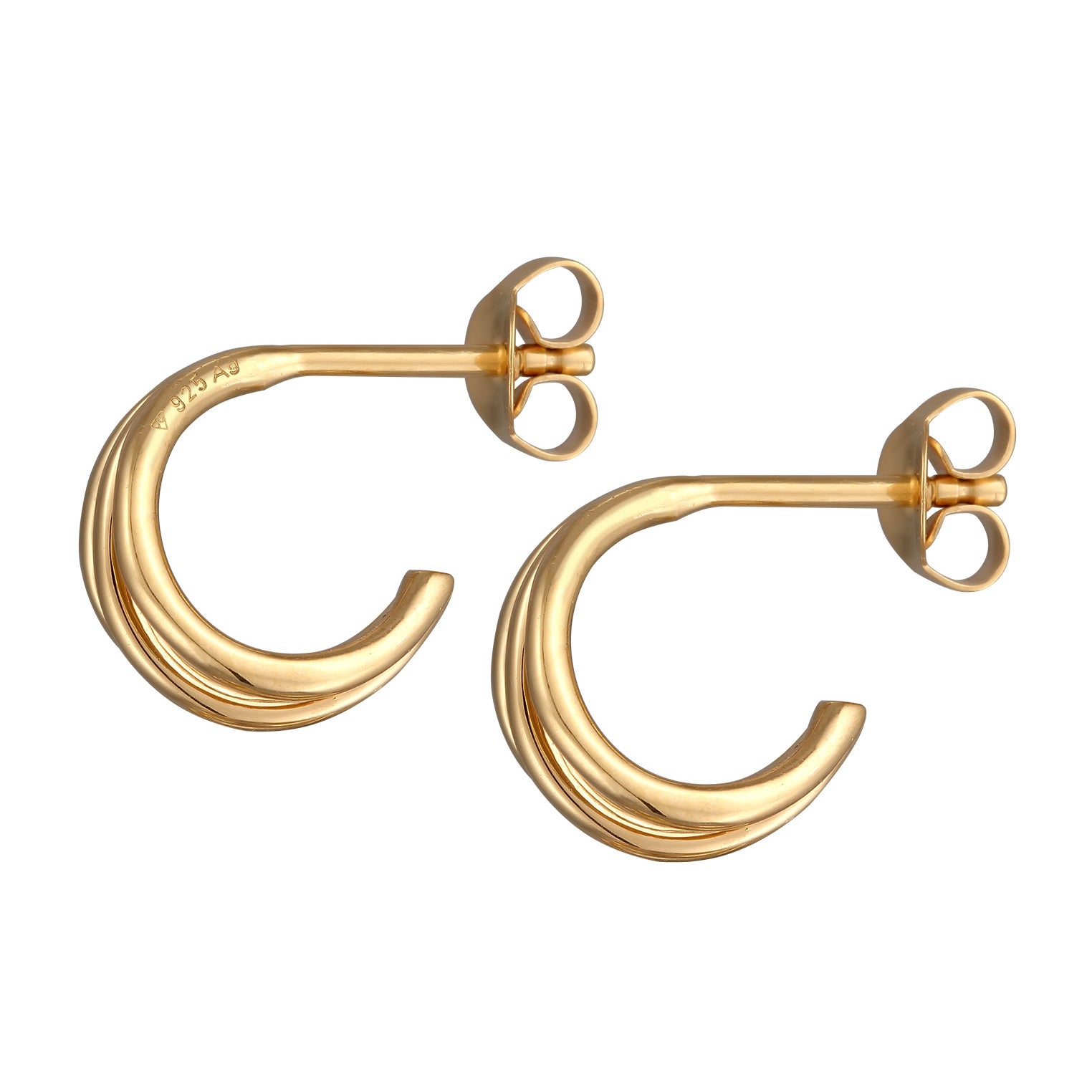 Gold Anting Perhiasan Perak 925 Wanita 3 Rows Gold Plated