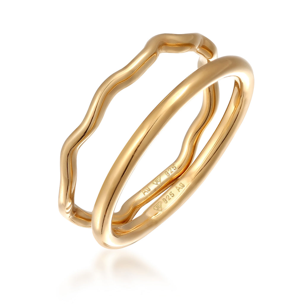 Gold Cincin Perhiasan Perak 925 Wanita Set Minimalis Gold Plated