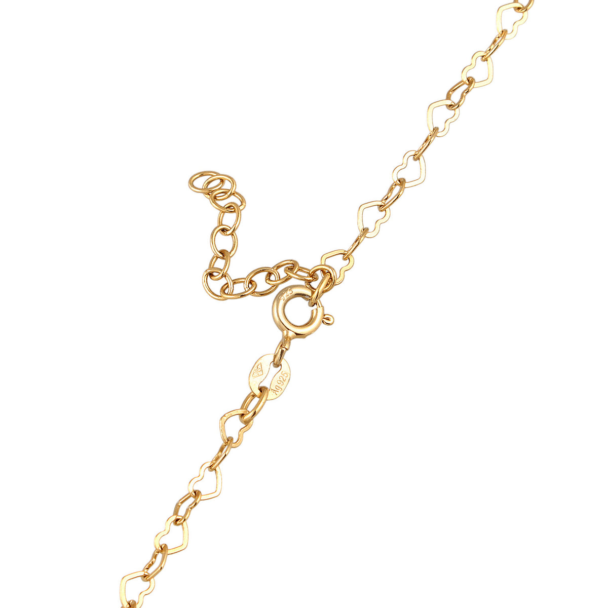 Ladies body chain waist heart love in 925 sterling silver gold plated