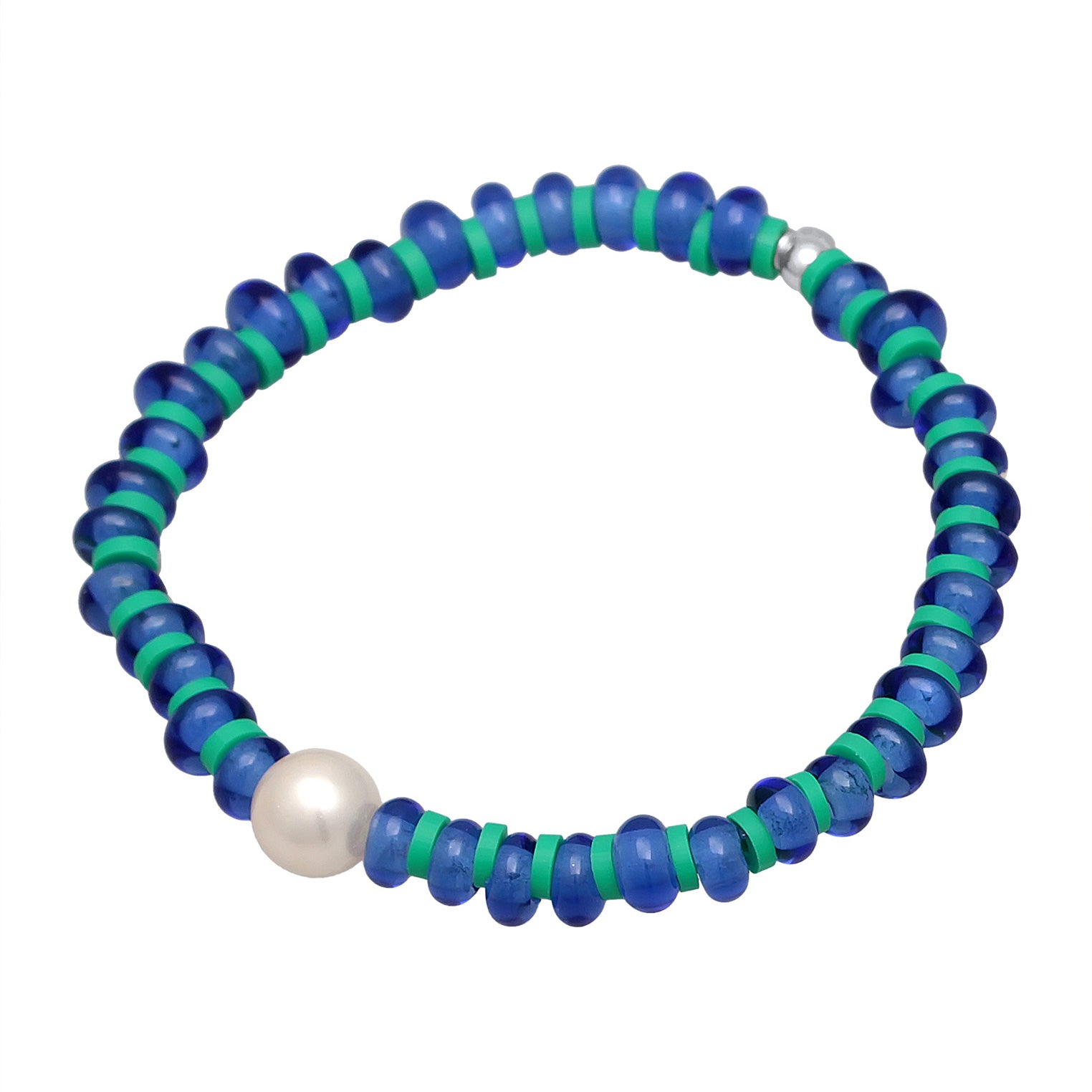 Blue Perhiasan Wanita Perak Asli Gelang Ball Boho Shell Pearl