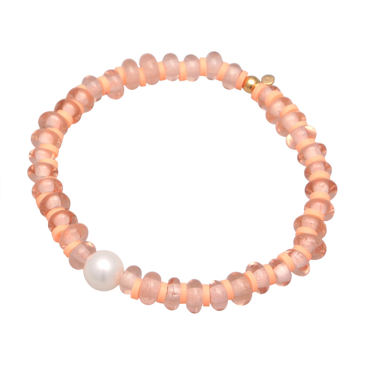 Orange Perhiasan Wanita Perak Asli Lapis Emas Gelang Ball Boho Shell Pearl