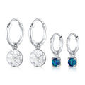 Silver Anting Perhiasan Perak 925 Wanita Circle Synthetic Opal Dark Blue