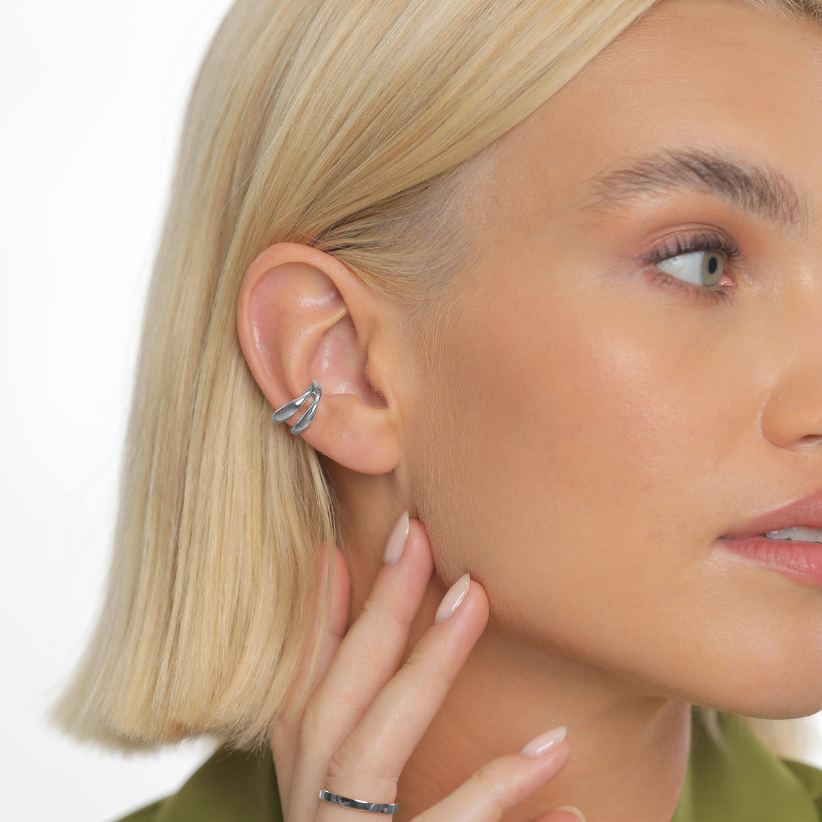 Silver - Elli PREMIUM | Single Organic Wave Ear Cuff 925 Silver