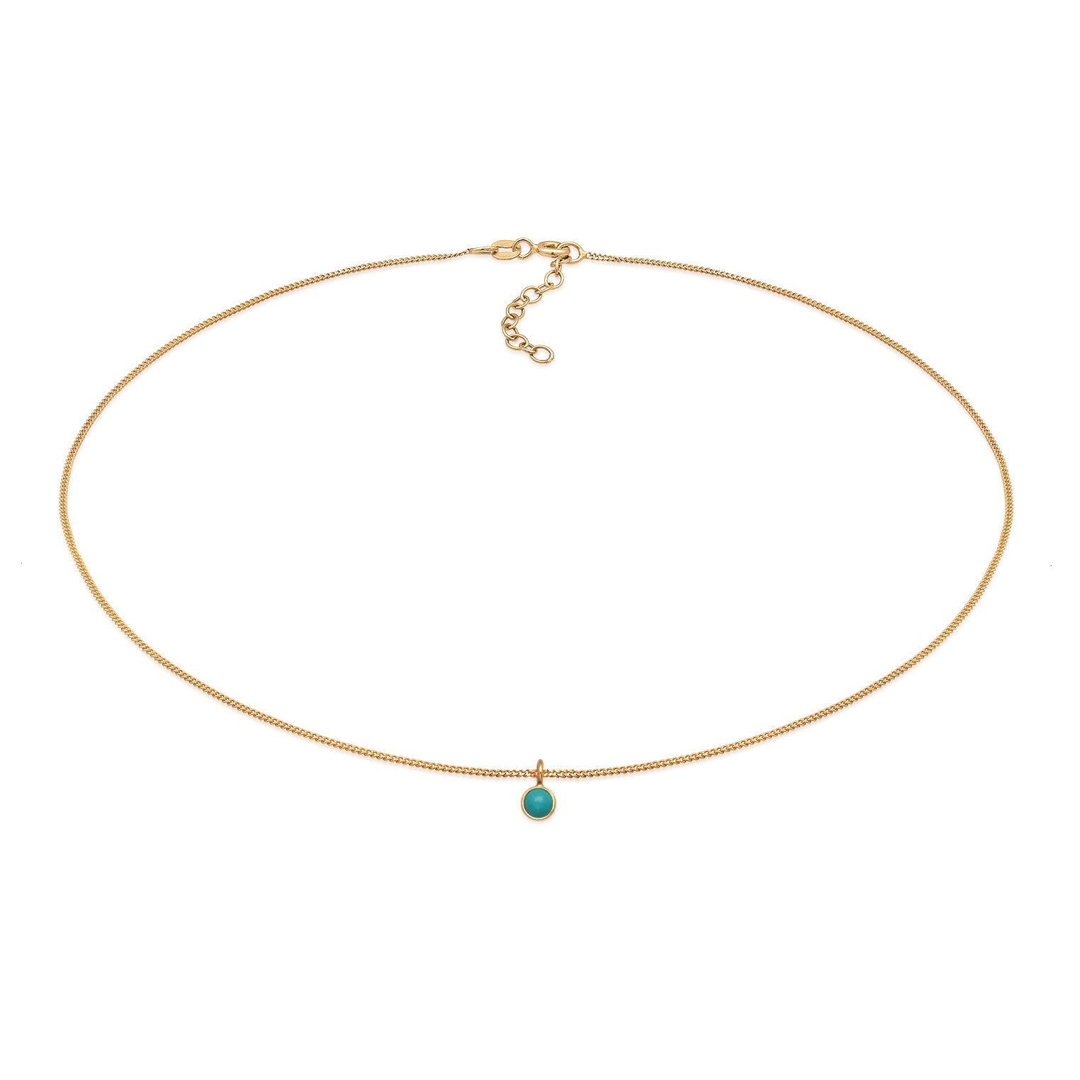 Gold Perhiasan Wanita Perak Asli Lapis Emas Kalung Choker Circle Turquoise Howlite