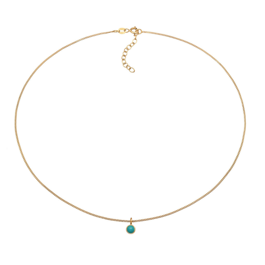 Gold Perhiasan Wanita Perak Asli Lapis Emas Kalung Choker Circle Turquoise Howlite