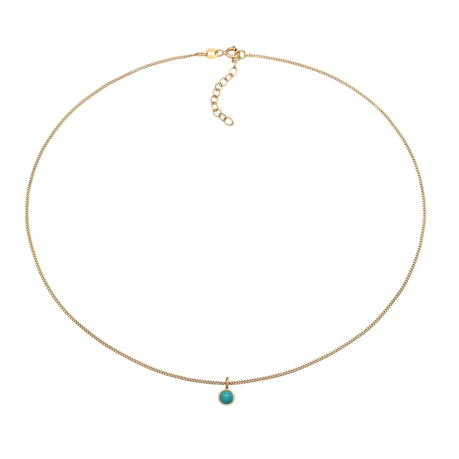 Gold Perhiasan Wanita Perak Asli Lapis Emas Kalung Choker Circle Turquoise Howlite