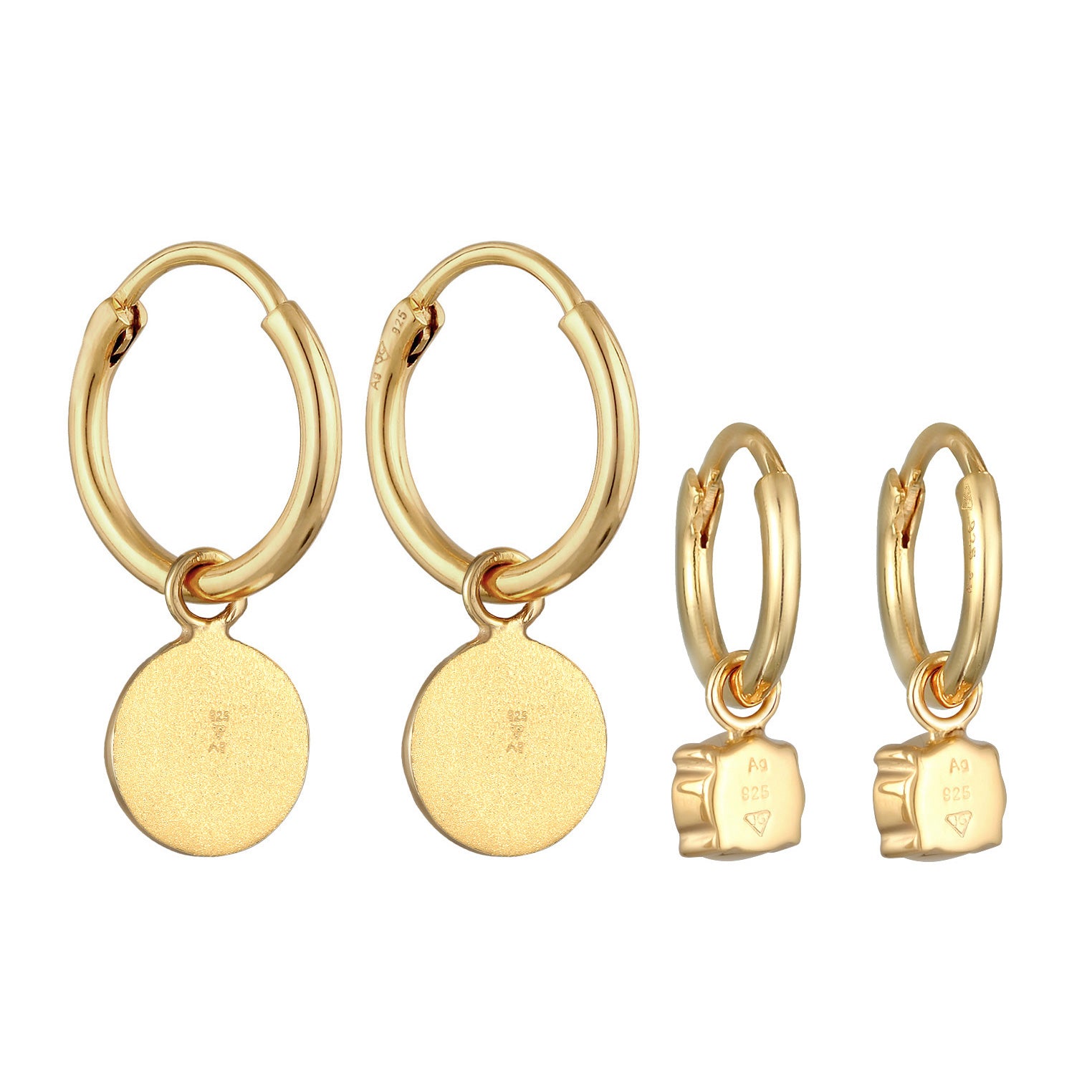 Gold Perhiasan Wanita Perak Asli - Silver Anting Creole Green Crystal Gold Plated