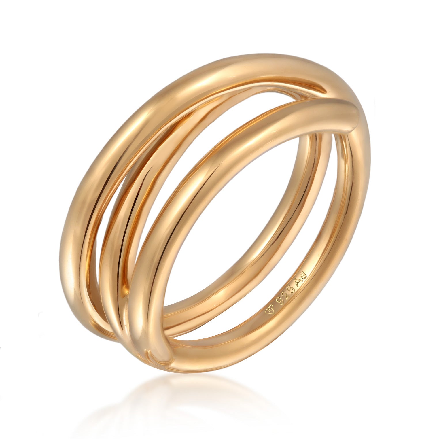 Gold Perhiasan Wanita Perak Asli - Silver Cincin Spiral Design Gold Plated
