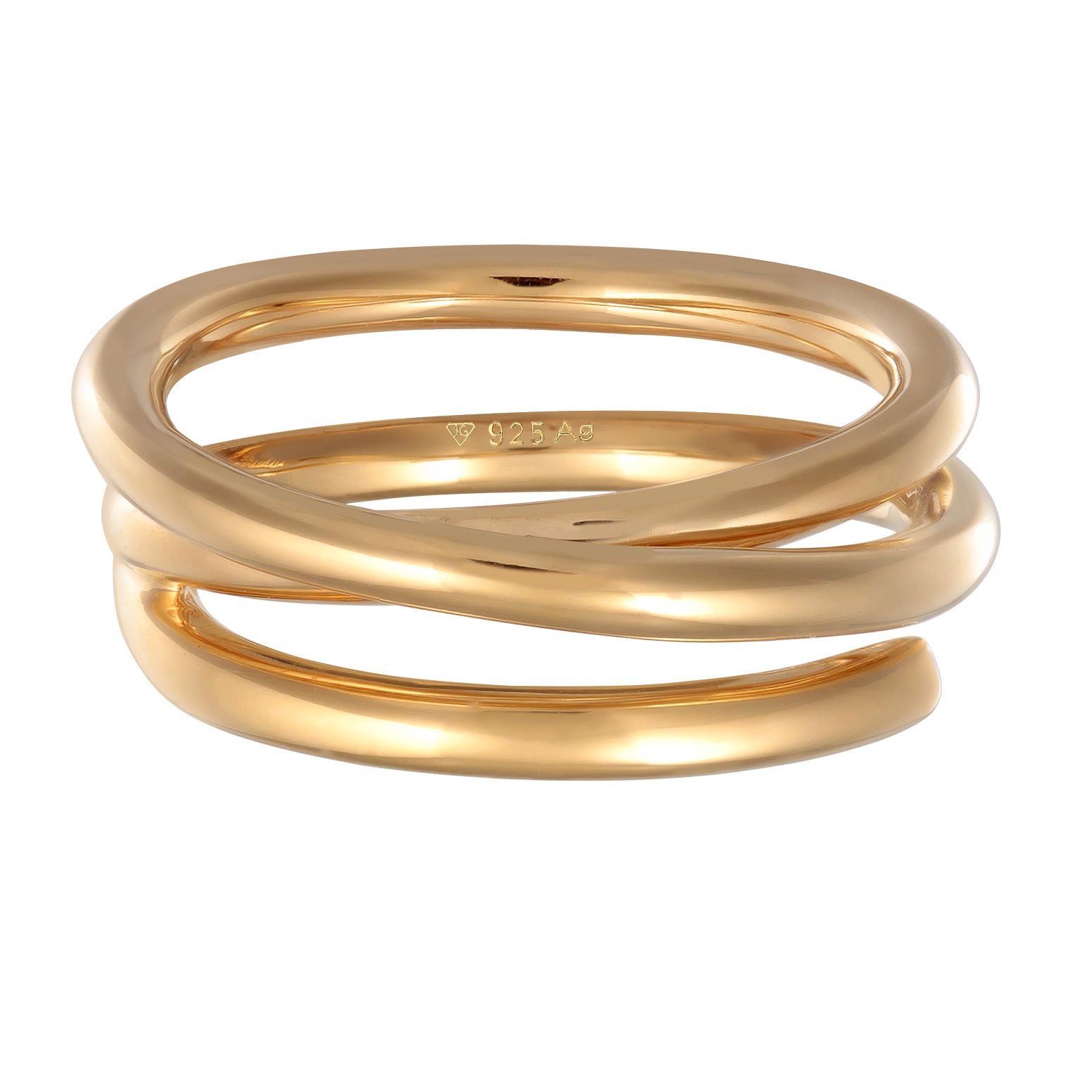 Gold Perhiasan Wanita Perak Asli - Silver Cincin Spiral Design Gold Plated