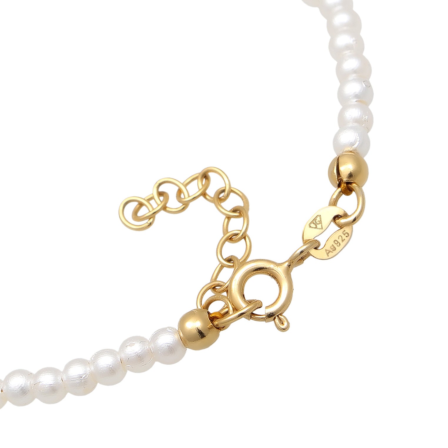 White Perhiasan Wanita Perak Asli - Silver Gelang Bow Beads Gold Plated