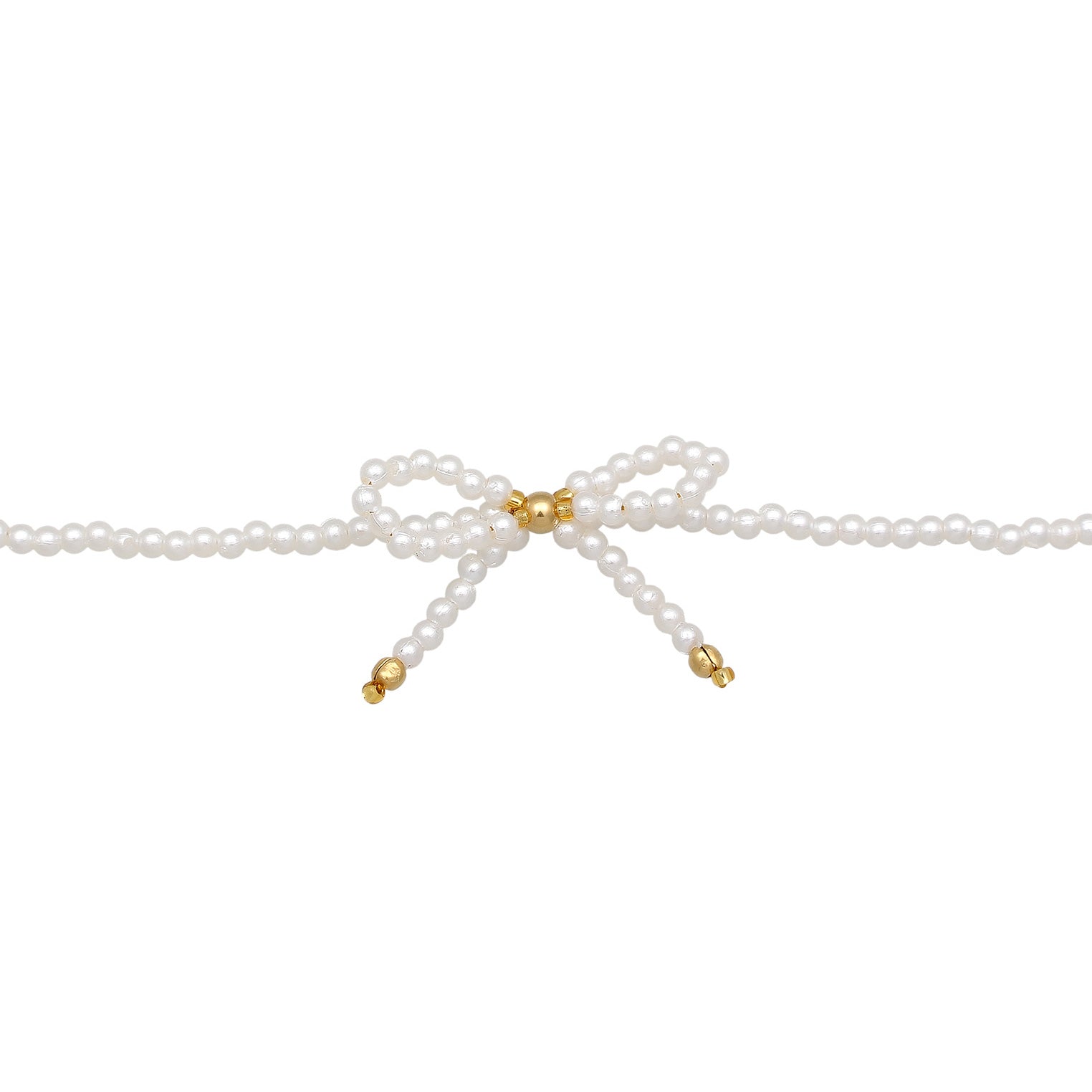 White Perhiasan Wanita Perak Asli - Silver Kalung Bow with Pearl Gold Plated