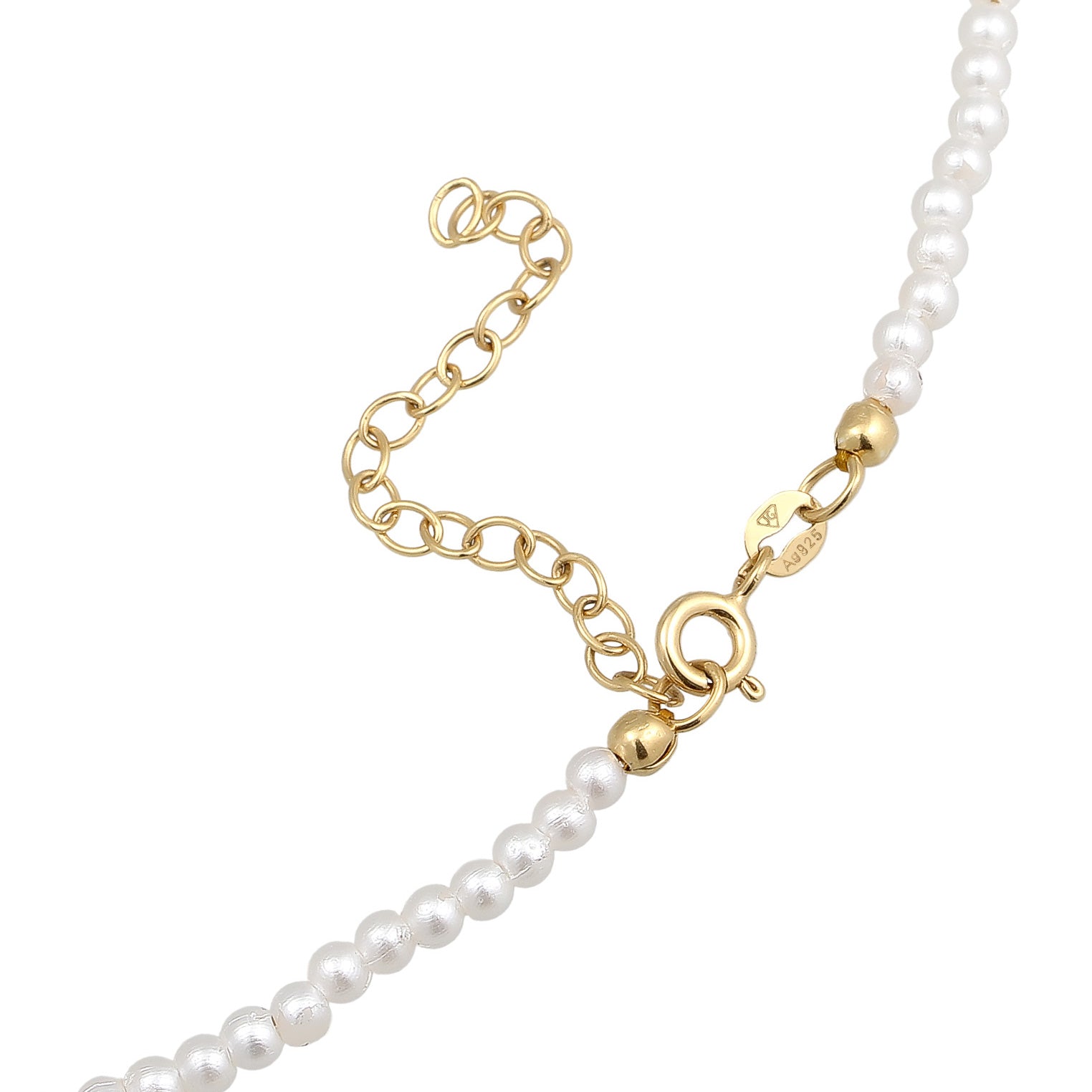 White Perhiasan Wanita Perak Asli - Silver Kalung Bow with Pearl Gold Plated