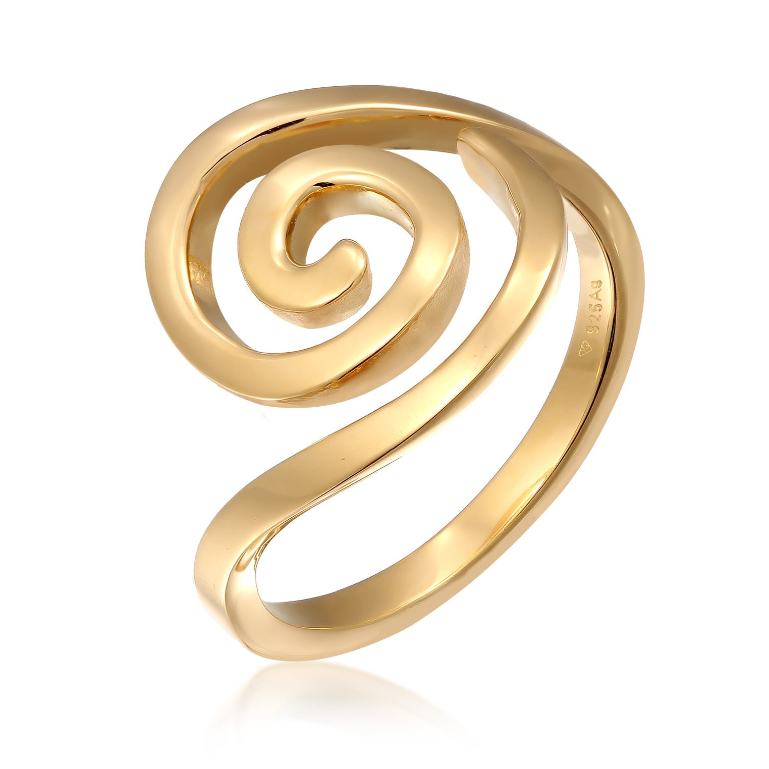Gold engravable Perhiasan Wanita Perak Asli - Silver Cincin Spiral Gold Plated