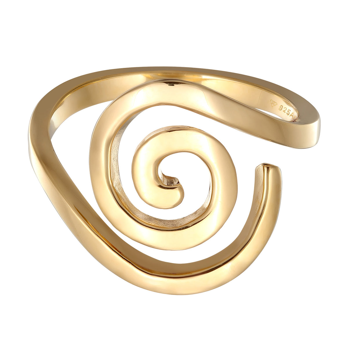 Gold engravable - Elli | Open Swirl Sculptural Statement Ring 925 Silver Gold Plated