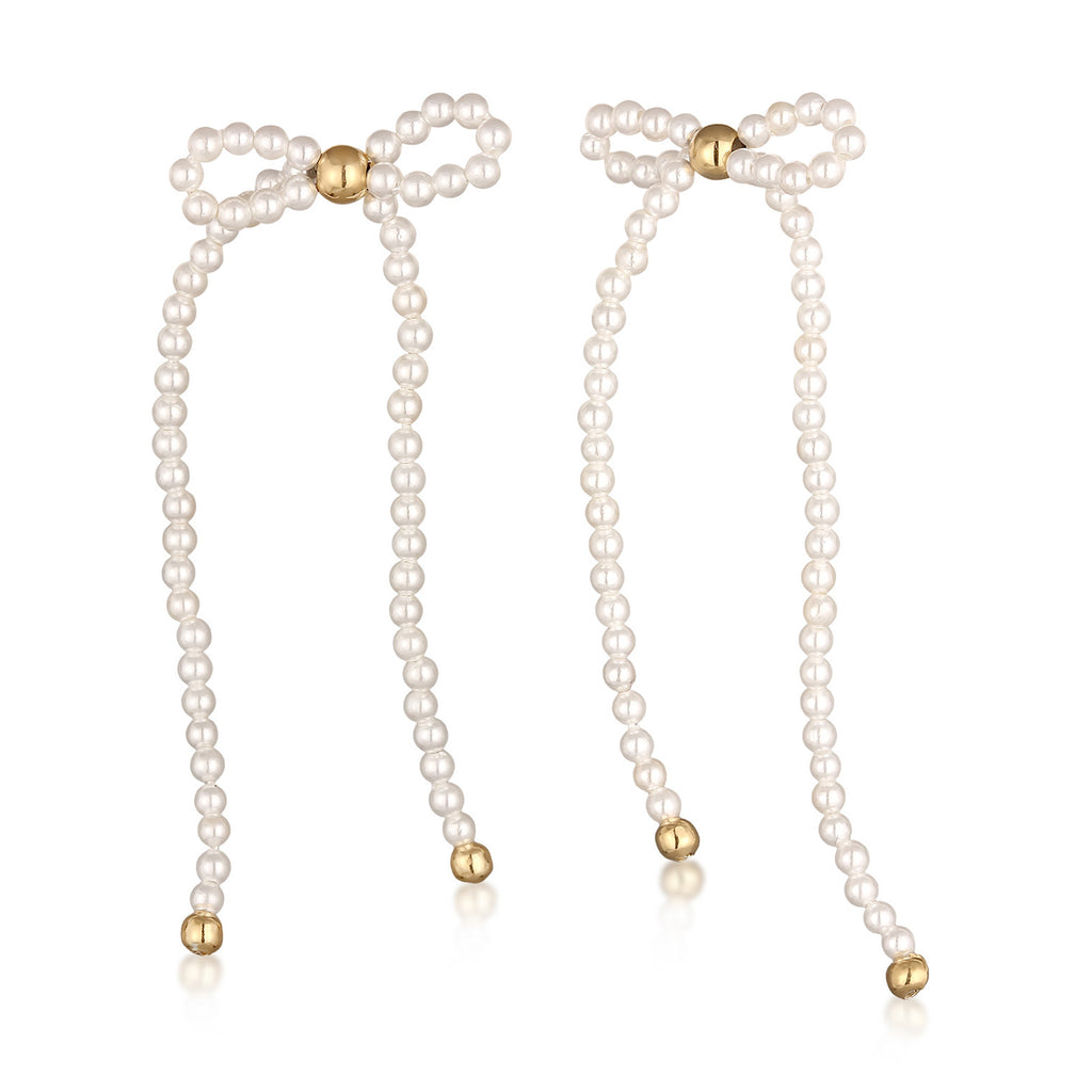 White Anting Perhiasan Perak 925 Wanita Bow Shell Pearl Gold Plated