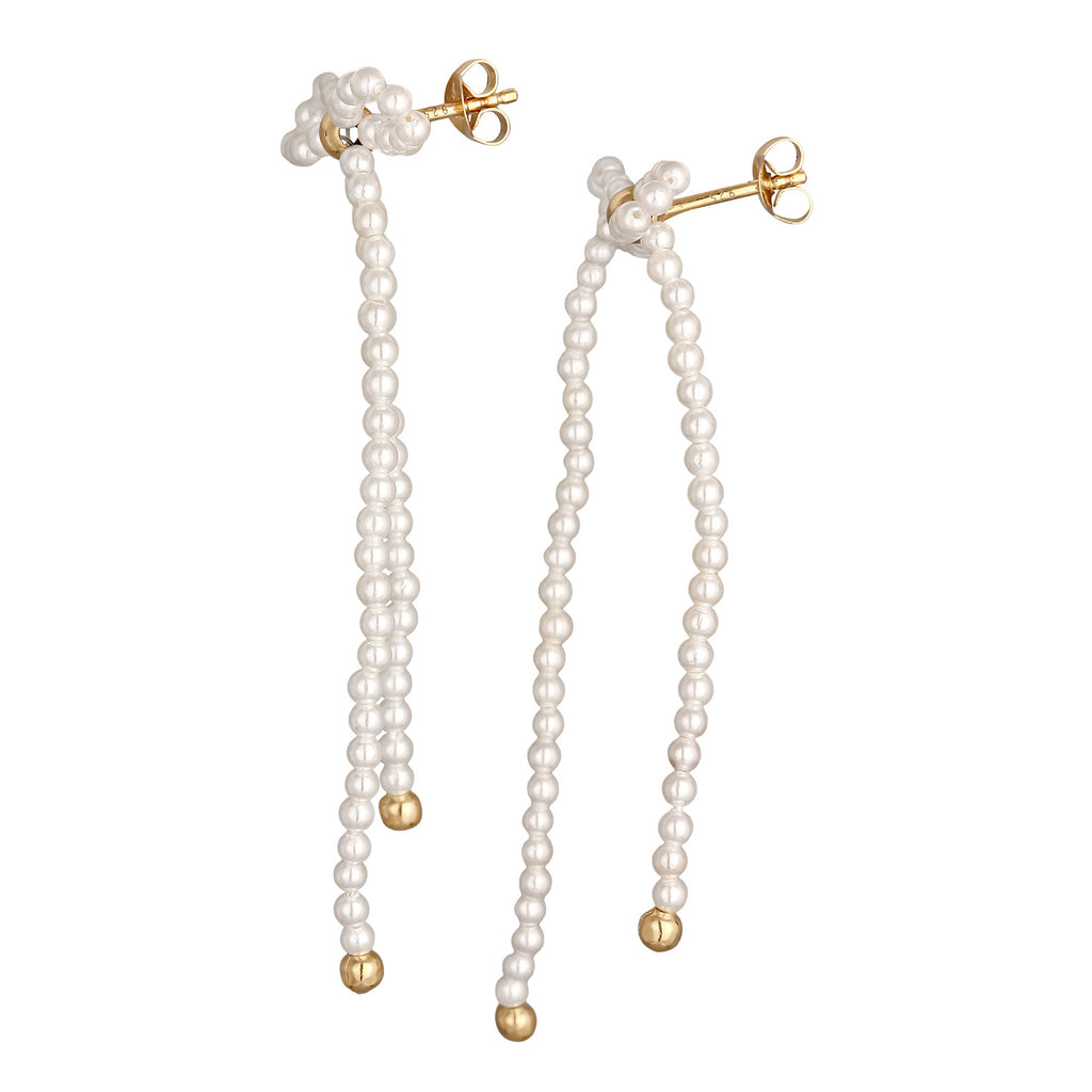 White Anting Perhiasan Perak 925 Wanita Bow Shell Pearl Gold Plated