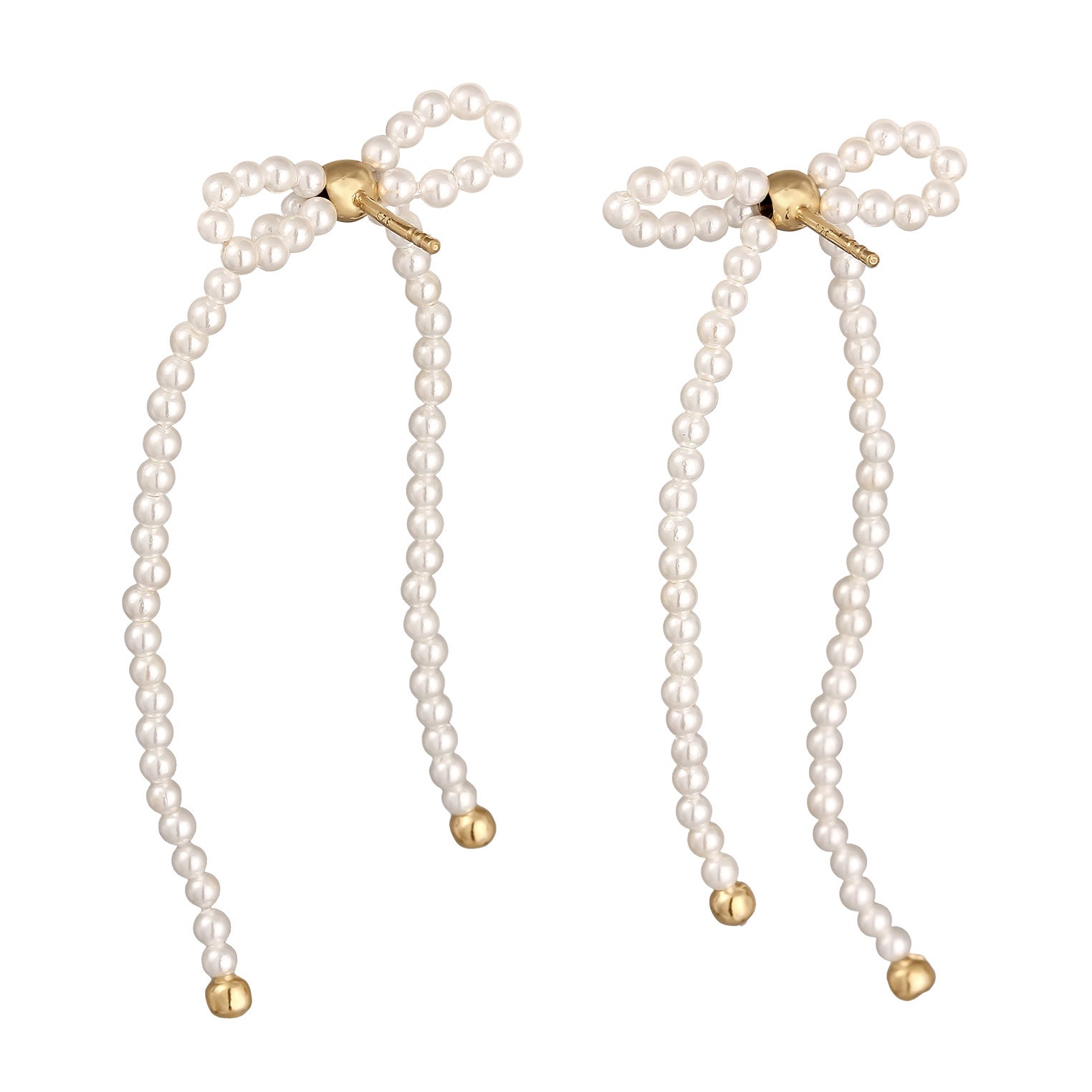 White Anting Perhiasan Perak 925 Wanita Bow Shell Pearl Gold Plated