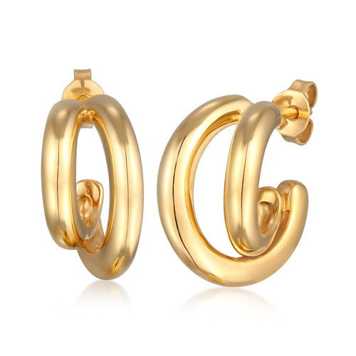 Gold Perhiasan Wanita Perak Asli Lapis Emas Anting Spiral