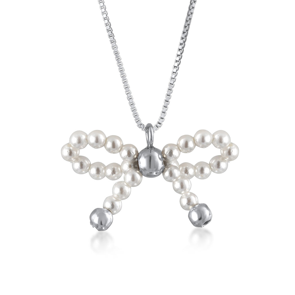 Silver Perhiasan Wanita Perak Asli Kalung Ribbon Shell Pearl