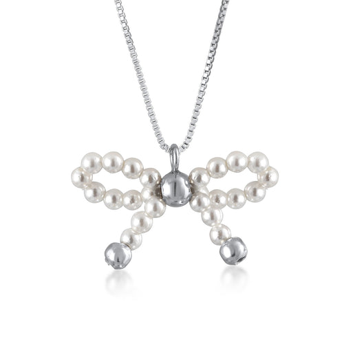 Kalung perak 925 dengan lionton pita mutiara elegan Elli Jewelry
