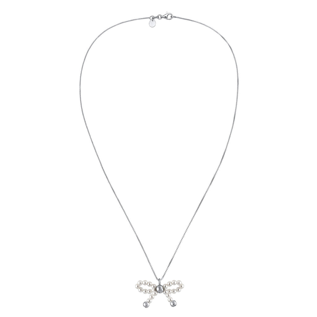 Silver Perhiasan Wanita Perak Asli Kalung Ribbon Shell Pearl
