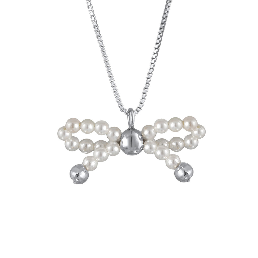 Silver Perhiasan Wanita Perak Asli Kalung Ribbon Shell Pearl