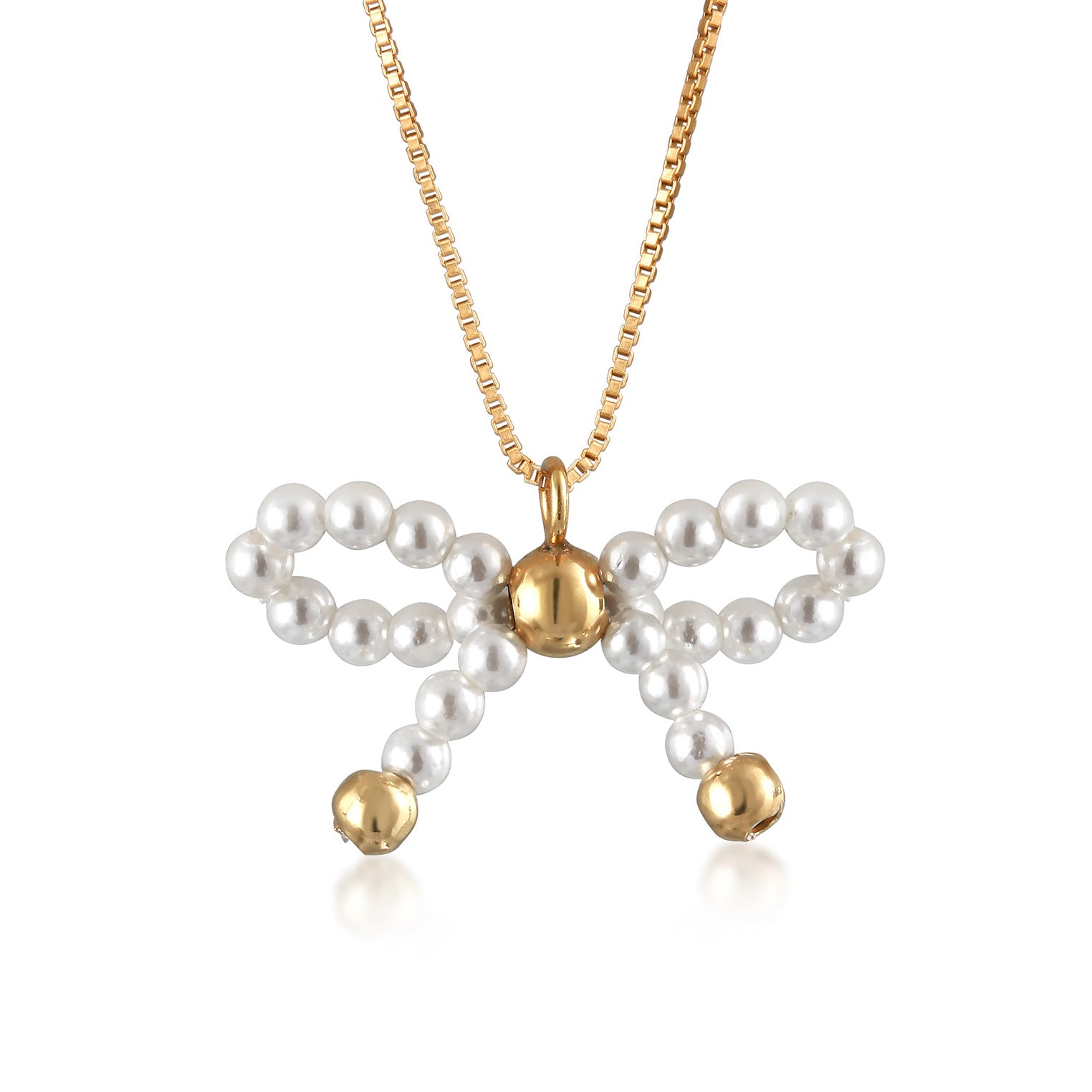 Gold Perhiasan Wanita Perak Asli - Silver Kalung Ribbon Shell Pearl Gold Plated