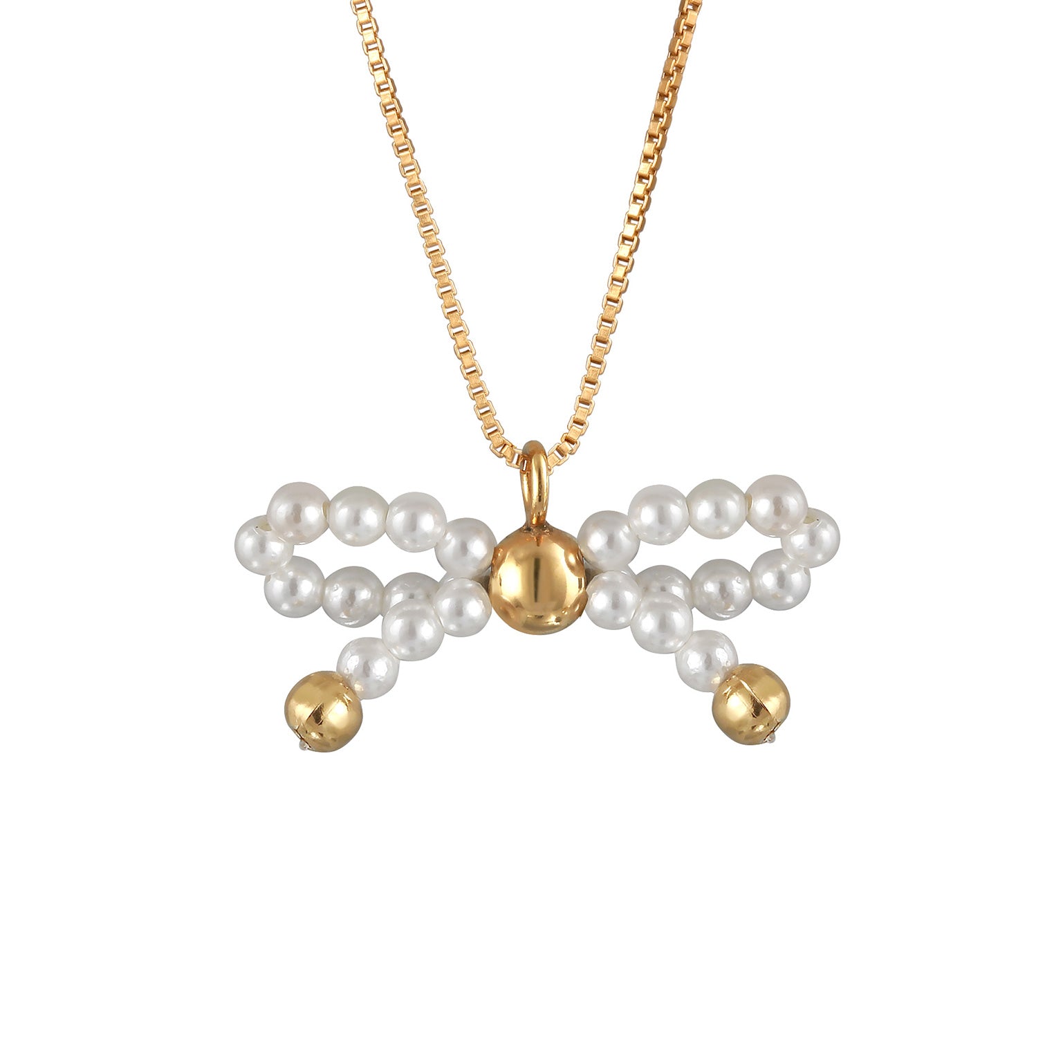 Gold Perhiasan Wanita Perak Asli - Silver Kalung Ribbon Shell Pearl Gold Plated