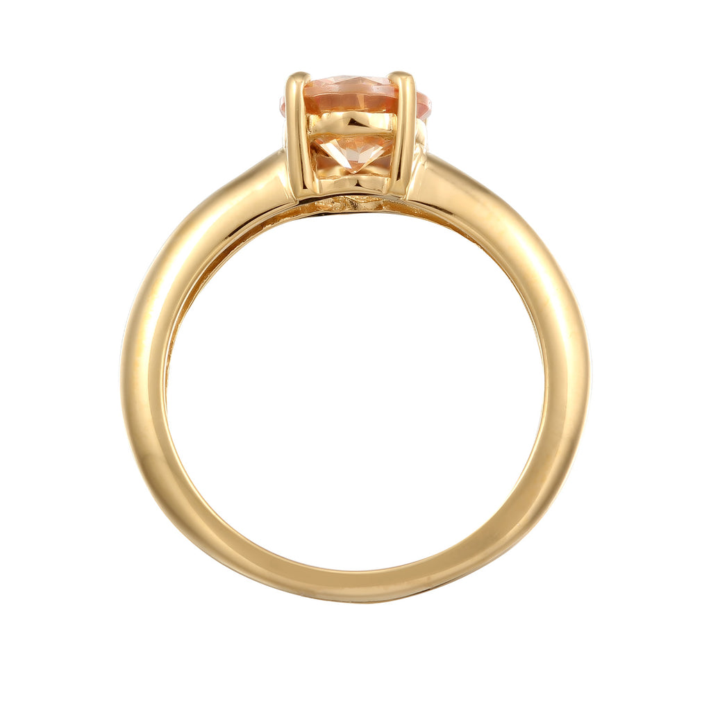 Orange Cincin Perhiasan Perak 925 Wanita Solitaire Classic Zirconia Crystal Gold Gold Plated