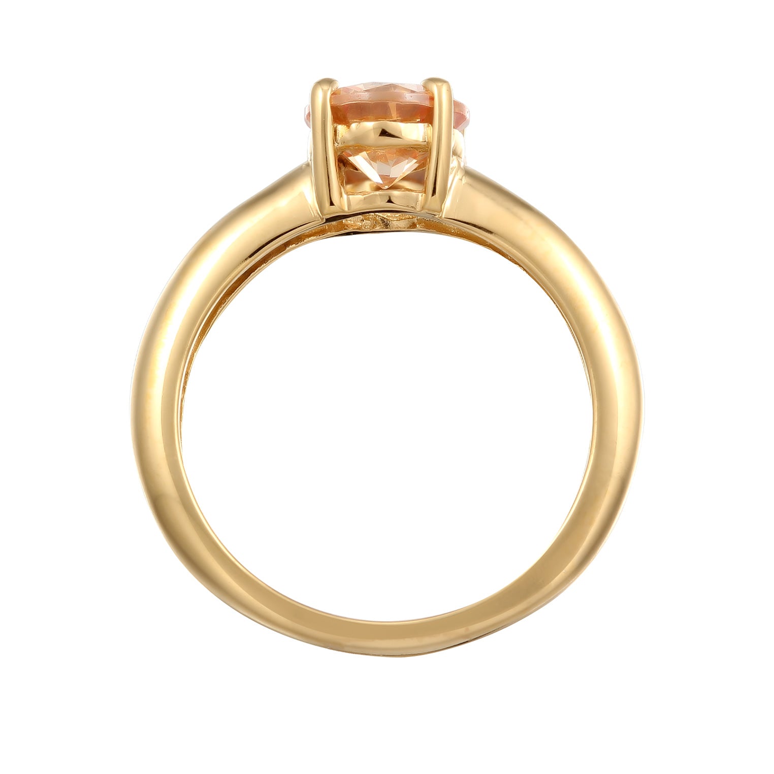 Orange Cincin Perhiasan Perak 925 Wanita Solitaire Classic Zirconia Crystal Gold Gold Plated
