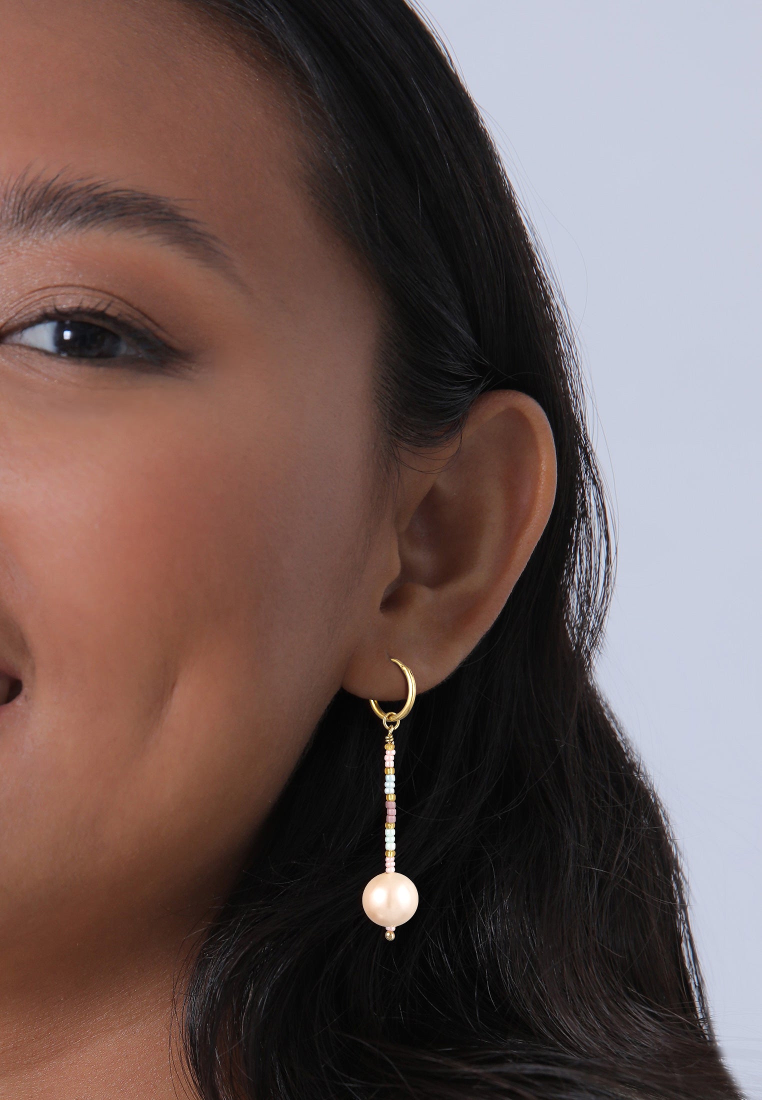 Colored Perhiasan Wanita Perak Asli Lapis Emas Anting Creoles Shell Pearl