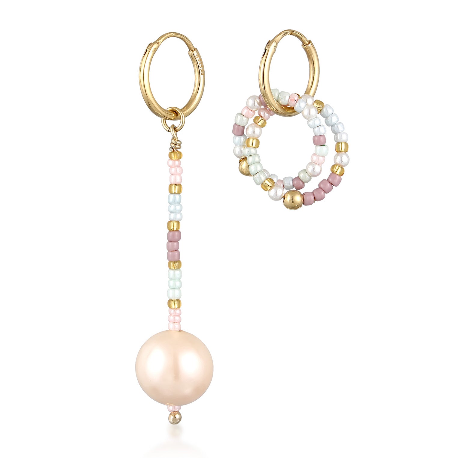 Colored Perhiasan Wanita Perak Asli Lapis Emas Anting Creoles Shell Pearl