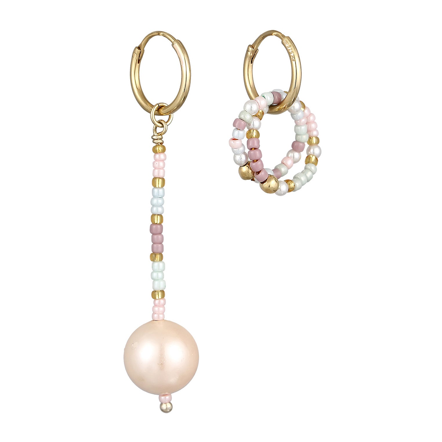 Colored Perhiasan Wanita Perak Asli Lapis Emas Anting Creoles Shell Pearl