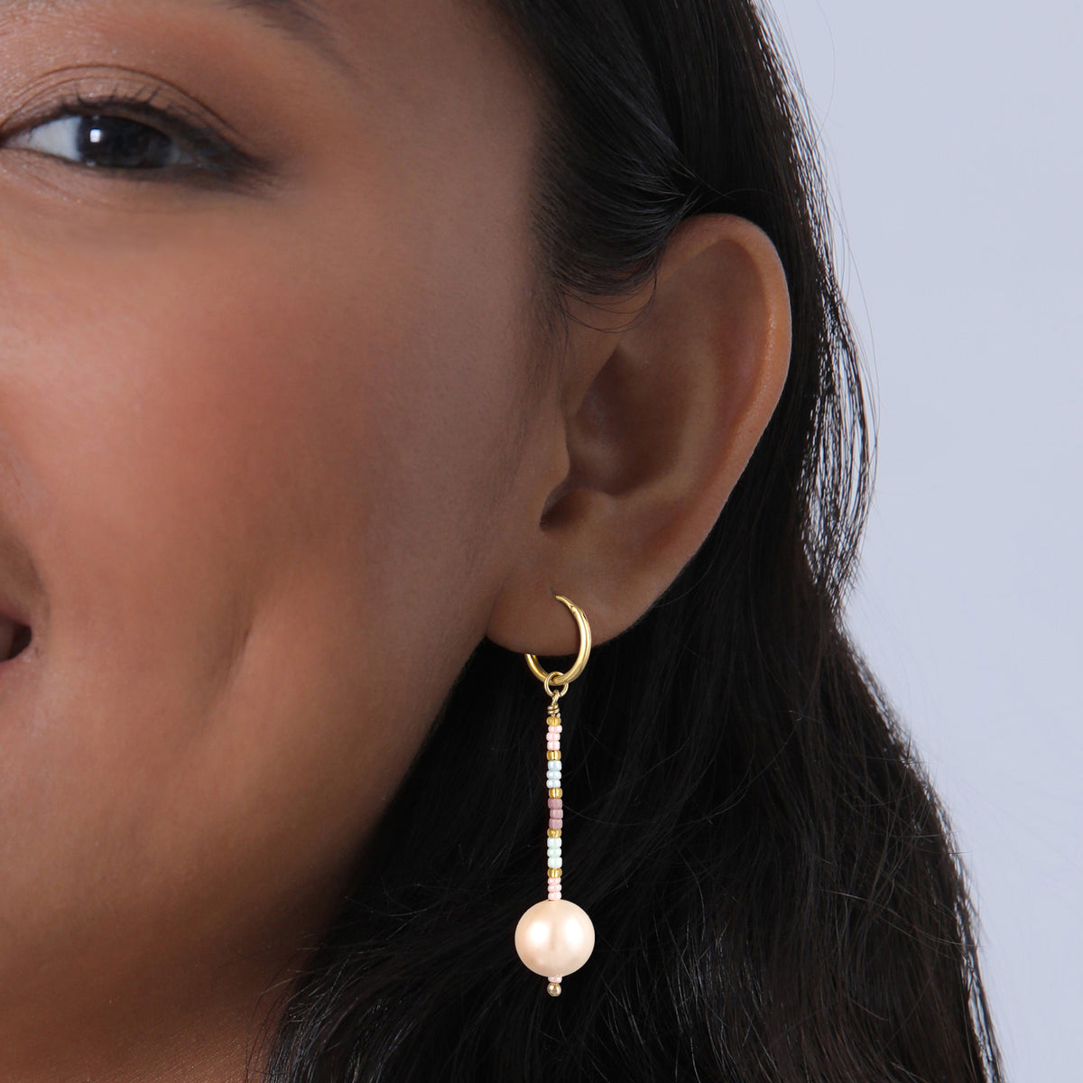 Colored - Elli | Earrings Creole Female Shell Pearl Copper Multicolour