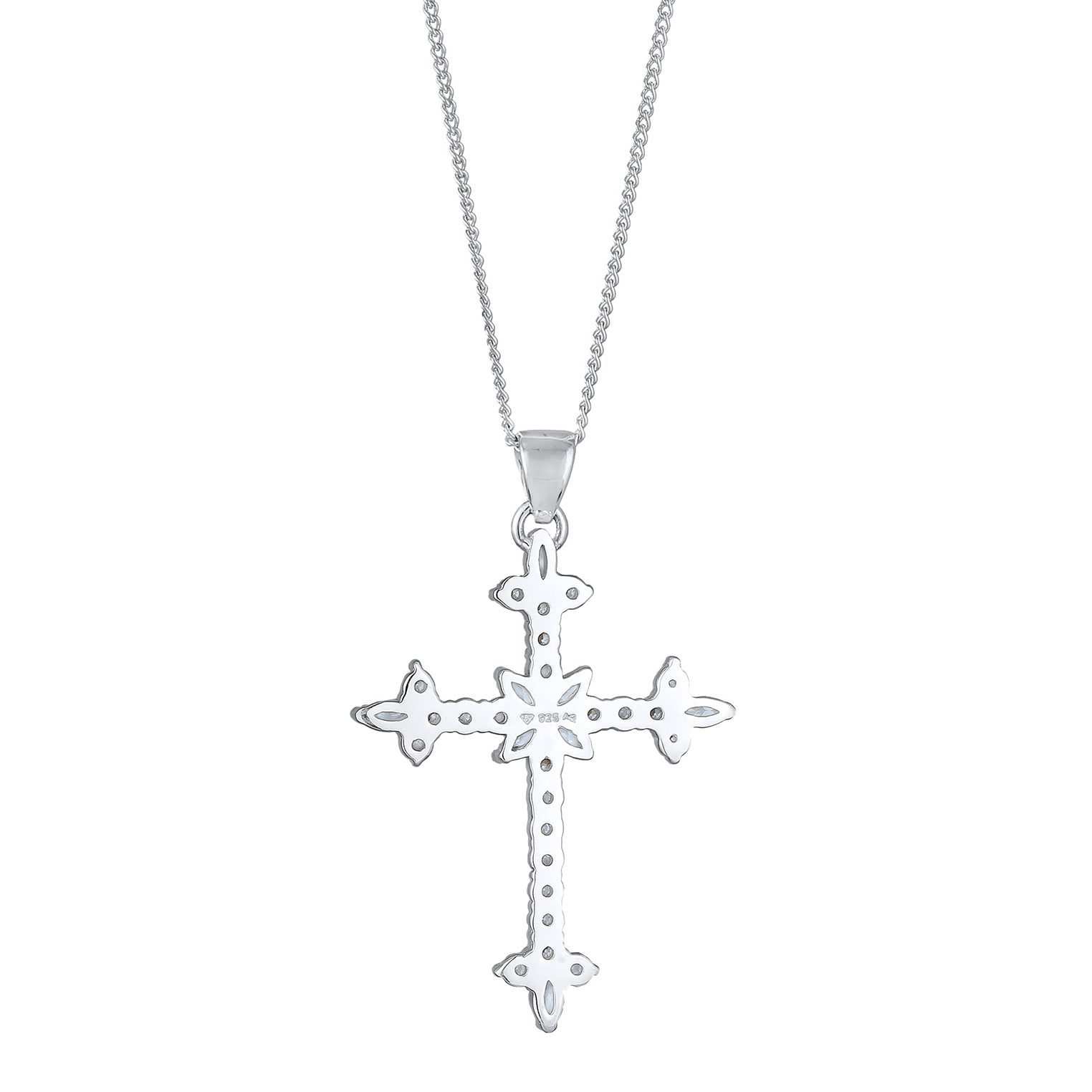 Silver Perhiasan Wanita Perak Asli Kalung Cross Zirconia
